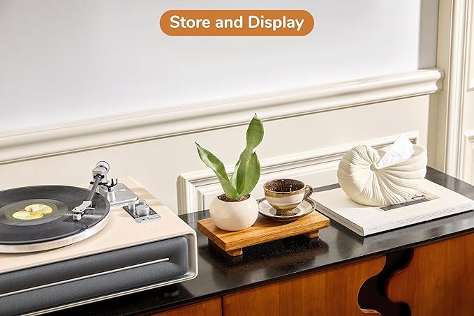 Small 10" Acacia Wood Riser Pedestal Stand – Farmhouse Wood Display Riser for Kitchen and Bathroom Décor - Counter Display, Plant Stand, Jewelry Holder, Vanity Tray, Candle Stand (S:10"x5.6"x1.57")