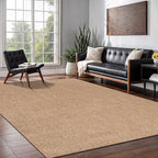 Washable Easy Jute Rug 6x9, Indoor Outdoor Rugs Natural Color Farmhouse Area Rugs for Living Room, Kitchen Rug High Traffic Area, Easy to Clean Solid Boho Woven Design Outside Carpet (6 X 9 Natural)