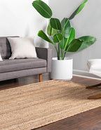 Unique Loom Braided Jute Collection Area Rug - Dhaka (10' x 13' 1" Rectangle, Natural)