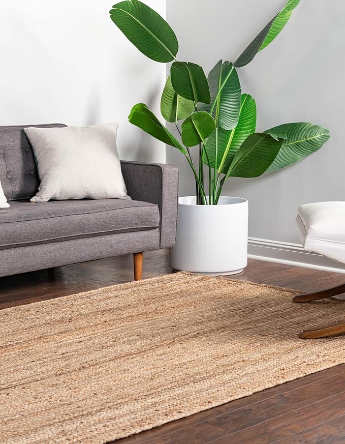 Unique Loom Braided Jute Collection Area Rug - Dhaka (8' x 11' Rectangle, Natural)