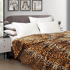 MACEVIA Flannel Fleece Queen Blanket for Couch, Leopard Print Blankets for Adult, Fuzzy Cozy Soft Fluffy Plush Cheetah Blanket for Bed Sofa 260GSM, Suitable for All Seasons (Brown Leopard,90x90inches)