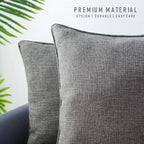 HPUK Linen Throw Pillow Covers Pack of 2, 20x20 Inch Accent Cushion Covers for Living Room, Bedroom, Decorative Solid Color Pillow Covers for Couch, Sofa, Chair, Natural