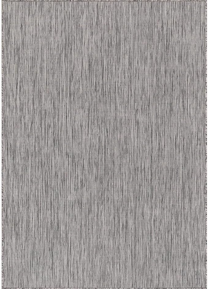 Washable Indoor Outdoor Rug 10x14 Weather Resistant Area Rugs Modern Solid for Porch Deck Balcony Backyard Patio Outside Carpet (10 X 14 Silver Grey)