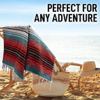 Hydration Nation Authentic Large Handwoven Mexican Blanket - Soft Yoga - Durable Serape - Lightweight Falsa, Beach, Camping, Picnic, Outdoor 70"x50" - Mandarin