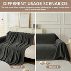 Couch Cover for Dogs, Boho Sofa Covers for 2 Cushion Couch, Chenille Sofa Slipcover for Pets Washable, L-Shape Sectional Couch Cover Soft Throw Blankets with Tassels(71x102,Charcoal Grey)