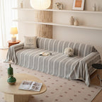 VClife Chenille Sofa Cover Bohemian Striped Pattern Couch Cover for Oversized Sofa - Gray Creamy White Textured Sofa Slipcover Washable Furniture Protector for Couch Decorative Couch Cushion Cover