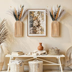 DREAMLOOM 2 Pack Wooden Wall Vases with Dried Pampas Grass and Eucalyptus Plants, Wall Hanging Planters Boho Modern Farmhouse Indoor for Narrow Spaces Entryway Bathroom Home Office Decoration, Black