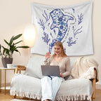 HUGANE Blue Whale Shark Ocean Christian Tapestry, Coastal Beach Sea Floral Coral Plant Wall Tapestries, Isaiah 43:2 Bible Verse Religious Hanging Wall Decor for Bedroom Beach House Cabin