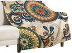 Bohemian Flower Throw Blanket Boho Mandala Floral Flowers Print Pattern Blanket for Sofa Bed Couch Chair Or Dorm 40"x50"