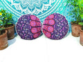 CRAFT KALA Mandala Floor Pillow Cushion Cover Seating Throw Cover Hippie Decorative Bohemian Ottoman Pouf Pom Pom Pillow Cases Boho Indian Cotton Living Room Home Décor 24" Round Set Of 2 Pink Peacock