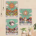 Aipon Tarot Tapestry Cute Tarot Card Tapestries 3 Pack Sun Moon Star Green Floral Flower Small Aesthetic Tapestry Wall Hanging for Bedroom Living Room Dorm (20'' × 27'')