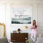 MNASAIOO Christian Mountian Wall Tapestry Hanging for Bedroom,Bible Verse I Can Do All The Things through Christ Who Strengthens Me Tapestry,Rustic Tapestries Wall Decor for Living Prayer Room 50x60in