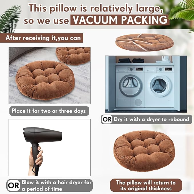 Jerify Floor Pillow Cushions Large Round Square Large Meditation Floor Pillow for Classroom Adult Meditation Picnic Party Seating Learning Daycare School(Round,Brown,6 Pcs)