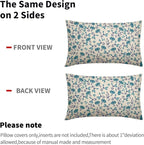 Navy Blue Teal Floral Pillow Covers 12x20 Set of 2 Vintage Rustic Old Style Cute Small Flower Print Rectangle Decorative Outdoor Pillowcases Farmhouse Throw Cushion Case Decor for Couch Sofa Bed