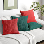 Softalker Throw Pillow Covers 12x20 Inch, Set of 4, Soft Corduroy Boho Stripe Decorative Pillow Cover, Couch Fluffy Pillow Cover for Farmhouse Home Decor Bed Living Room, Red/Green