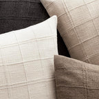 Foindtower Set of 2 Decorative Linen Check Throw Pillow Covers Neutral Farmhouse Lumbar Cushion Covers Modern Boho Home Decor for Sofa Chair Couch Bedroom Living Room,12×20 Inch,Charcoal