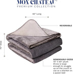 Mon Chateau 60" x 70" Fireside Mélange Throw Blanket, Contrast Stitching Soft Blanket for Queen-Size Bed, Couch, or Sofa, Cozy Home Decor and Stylish Living Room Comfort, Cedarwood