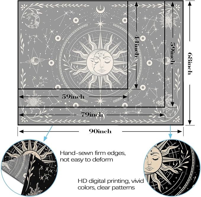 Spenlife Celestial Sun and Moon Tapestry Cosmic Tapestry for Bedroom Astral Tapestries Wall Hanging Bedroom Living Room Wall Art and Home Decor 60x80