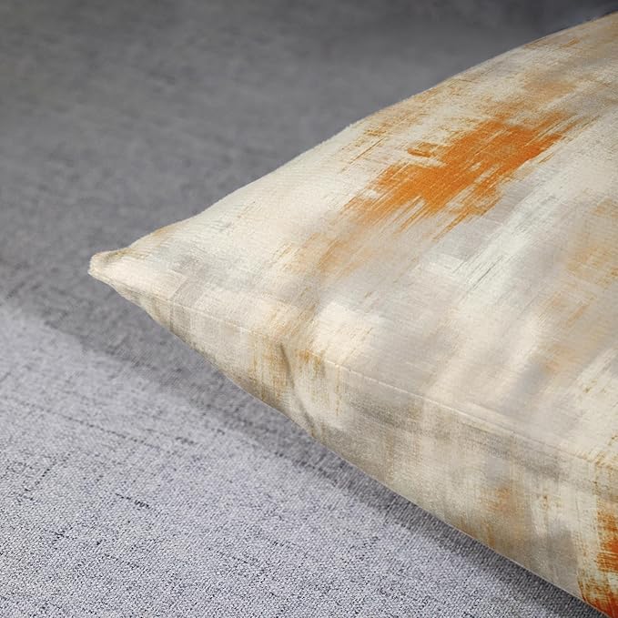 Britimes Throw Pillow Covers Modern Home Art Decor, 18 x 18 Inches Set of 2 Abstract Oil Painting Pillowcases for Bedroom, Living Room, Cushion Couch Sofa, Abstract Beige Grey Orange