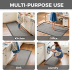 Anti Fatigue Kitchen Rugs Mat Non Slip Washable, 0.4" Thick Soft Cushioned Absorbent Kitchen Mats for Floor, Jute-Like Woven Laundry Standing Mats Sink Mat, Easy Clean Care, Gray 17"x30"