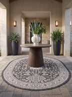 Rugs.com Outdoor Aztec Collection Rug – 5' x 8' Oval Charcoal Gray Flatweave Rug Perfect for Living Rooms, Large Dining Rooms, Open Floorplans