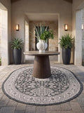 Rugs.com Outdoor Aztec Collection Rug – 3' x 5' Oval Charcoal Gray Flatweave Rug Perfect for Living Rooms, Large Dining Rooms, Open Floorplans