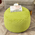 Asuprui Fur Ottoman Stool Unstuffed Footstool Cover Floor Pouf Foot Rest 20x20x12 Inches Round Poof Seat Floor Bean Bag Chair Foldable Floor Chair Storage for Living Room Bedroom Green Pouf Cover