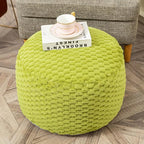 Asuprui Fur Ottoman Stool Unstuffed Footstool Cover Floor Pouf Foot Rest 20x20x12 Inches Round Poof Seat Floor Bean Bag Chair Foldable Floor Chair Storage for Living Room Bedroom Green Pouf Cover