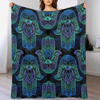 Boho Hamsa Throw Blanket Fatima Hand Bohemian Retro Mandala Blanket for Sofa Bed Couch Chair Or Dorm 70"x80"