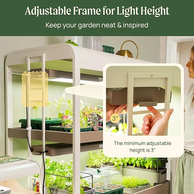 Vego garden 3 Tier Rolling Metal Corner Plant Stand Indoor with 2 Ultimate Grow Light, Powerful 60 W Full-Spectrum LEDs, with Storage Plant Rack for Seed Starting, Leafy, Herbs, Matte Black