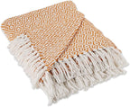 DII Rustic Farmhouse Double Diamond Woven Throw, 50x60, Pumpkin Spice
