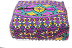 CRAFT KALA Large Hippie Mandala Meditation Floor Ottoman Pillow Cushion Pouf Cover Square Poufs Bohemian Circle Floor Cushion Case Outdoor Fireplace Yoga Living Room Decor Cover New Pink, 18" Square