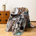 Boho Throw Blanket, 100% Handwoven Cotton Southwestern Farmhouse Floral Decor Reversible Blanket, All Season Throw for Sofa Bed Tapestry Outdoor Camping Picnic. 71″×91″