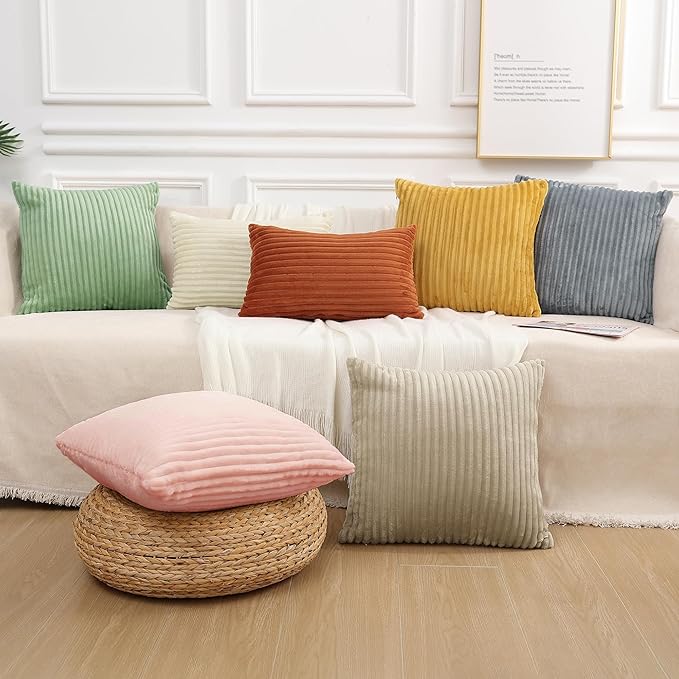 Simmore Decorative Spring Valentine’s Day Throw Pillow Covers 12x20 Set of 2, Soft Plush Flannel Double-Sided Fluffy Lumbar Pillow Covers for Couch Sofa Living Room, Pink