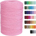 Cotton Macrame Cord 3mm 328yards Natural Colored Macrame Supplies, Soft Craft Cotton Rope for Plant Hanger Wall Hanger Dreamcatcher (Pink)