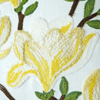 vctops Farmhouse Magnolia Flower Cotton Tufted Throw Pillow Cover Spring Floral Embroidery Pillowcase Soft Square Cushion Case for Sofa Couch Bed Chair (Yellow E,18"x18")