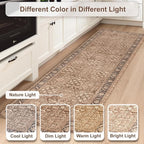 KIMODE Anti Fatigue Kitchen Mat, Boho Distressed Kitchen Rugs Sets of 2, Non Slip Kitchen Mat for Floor, Cushioned Comfort Standing Mat for Sink, Laundry, Office, Desk 17"x47"+17"x29"