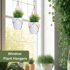 2 Pack Macrame Plant Hanger Small (6" Pot), Glass Beaded Plant Hangers Indoor Outdoor | Colorful Hanging Planters, Hanging Plants Holders | No Pot/Plants Included (2PK, for 6")