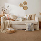 ANRODUO Pack of 2 Boho Decorative Throw Pillow Covers 20x20 Farmhouse Cushion Case Striped Chenille Pillow Cases Square Pillow Covers Accent Neutral Pillowcase for Sofa Couch Bed, Light Blue Stripe