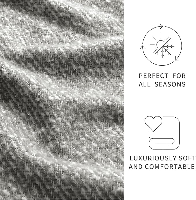 BOURINA Throw Blanket Soft Lightweight Cozy Throw for Bed Couch Decorative Blanket, Light Grey 50" x 60"
