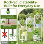 7 Tier Plant Stand Indoor Outdoor, Corner Tiered Plant Stands, Planter Display Rack for Multiple Plants, Wrought Iron Flower Stand, Folding Tall Plant Rack Shelf for House Patio Garden - WhiteWave