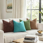 decorUhome Chenille Reddish Brown Spring Euro Sham Throw Pillow Covers 24x24 Inch Set of 2, Decorative Soft Couch Pillow Covers Solid Dyed Accent Farmhouse Neutral Square Pillow Cases for Sofa