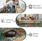 Moynesa Tiger 5x7 Area Rug, Boho Washable Living Room Rug, Non Slip Green Rugs for Bedroom, Ultra Thin Vintage Soft Stain Resistant Throw Floor Carpet for Office Dining Room