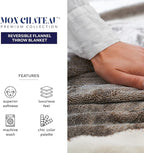 Mon Chateau 60" x 70" Fireside Mélange Throw Blanket, Contrast Stitching Soft Blanket for Queen-Size Bed, Couch, or Sofa, Cozy Home Decor and Stylish Living Room Comfort, Cedarwood