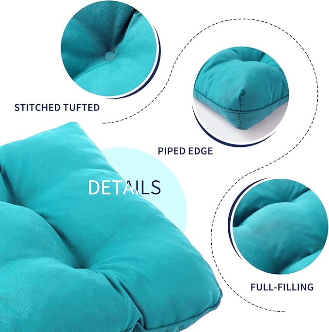 Outdoor Bench Cushion, 59x18x5 Inch, Waterproof Bench Cushion for Outdoor/Indoor Furniture, Tufted Patio Bench Seat Cushion, Fade Resistant Outdoor Cushions for Porch Swing Couch, Teal Blue