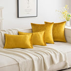 MIULEE Pack of 2 Decorative Velvet Throw Pillow Covers Soft Pillowcase Solid Square Cushion Case for Sofa Bedroom Car 24x24 Inch 60x60 Cm Golden