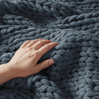 Madison Park Casual Acrylic Chunky Twice Knit Throw in Indigo Finish MP50-7316