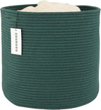 Cotton Rope Basket For Girls Boys Kids 16”X14” Baby Laundry Basket Nursery Bin Round Woven Baskets Organizer For Storage Toys Blankets Shoes Clothes dark green