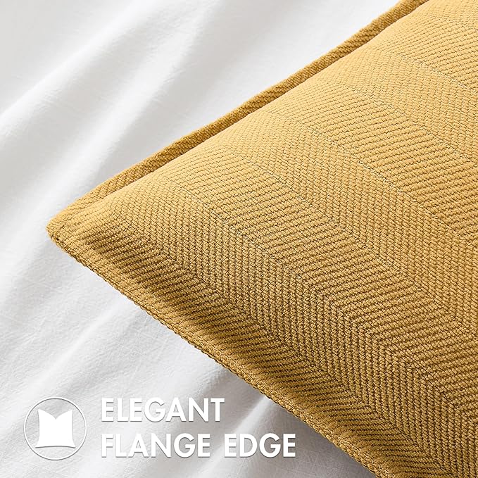MIULEE Pack of 2 Gold Decorative Pillow Covers 20x20 Inch Soft Chenille Luxurious Couch Throw Pillows Farmhouse Cushion Covers with Elegant Design for Sofa Bedroom Living Room Spring Home Decor