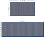Artoid Mode Washable Non Slip Blue Kitchen Rugs and Mats Set of 2, Rubber Backing Absorbent Kitchen Mats for Floor Front of Sink - 17x29 and 17x47 Inch